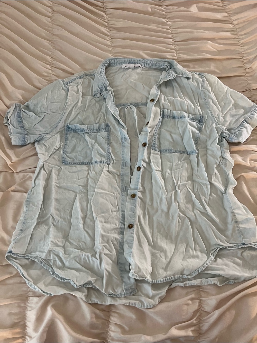 Light Wash Button-Up Shirt - Pale Blue